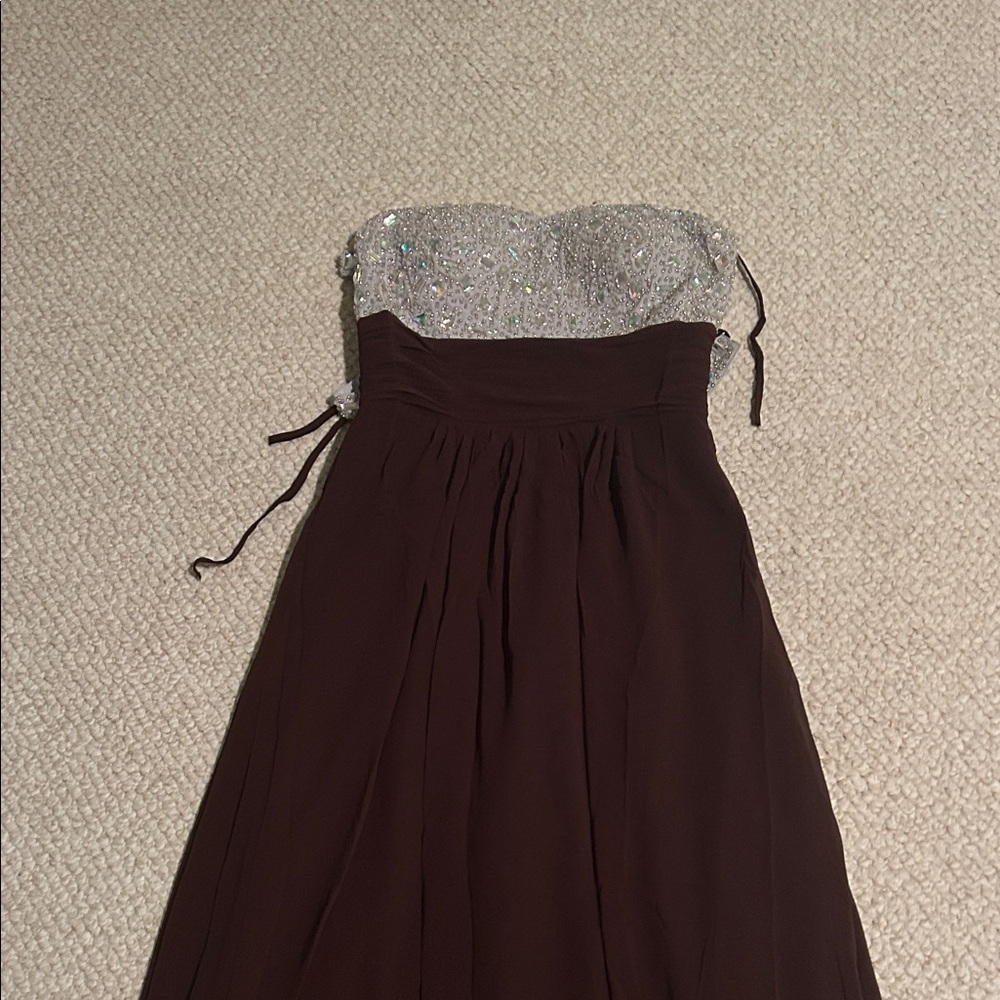Strapless Brown and Silver Dress